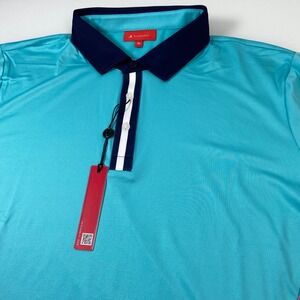 REDVANLY Mens XL Monroe Golf Polo Shirt Curacao Blue PUREpoly NEW